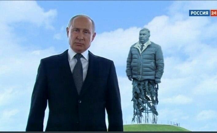 707x434, 38 Kb / путин, сечин, ржев, памятник, пуховик
