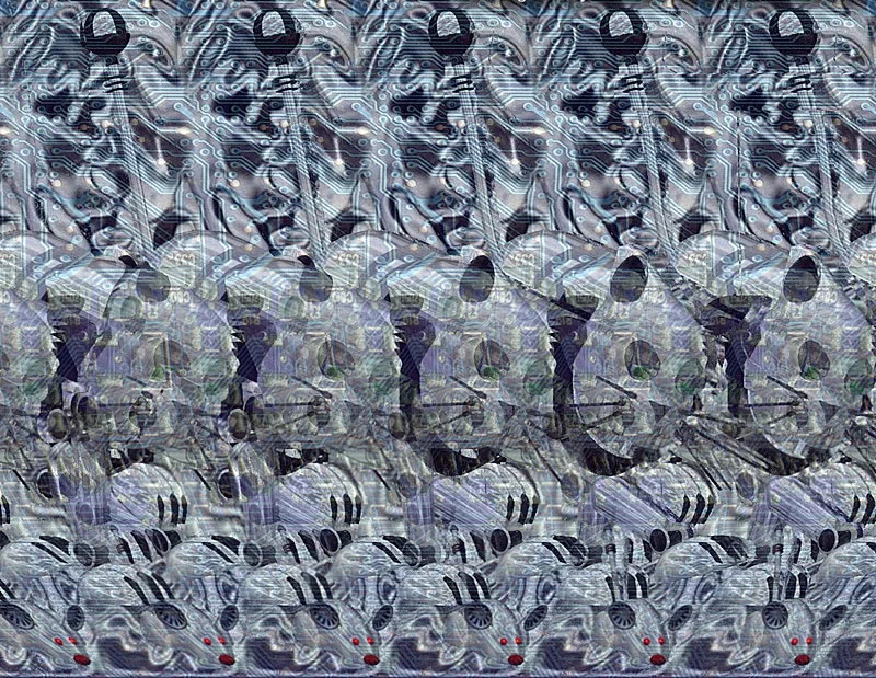 800x619, 302 Kb / 3d, кот, мышь, робот, стерео