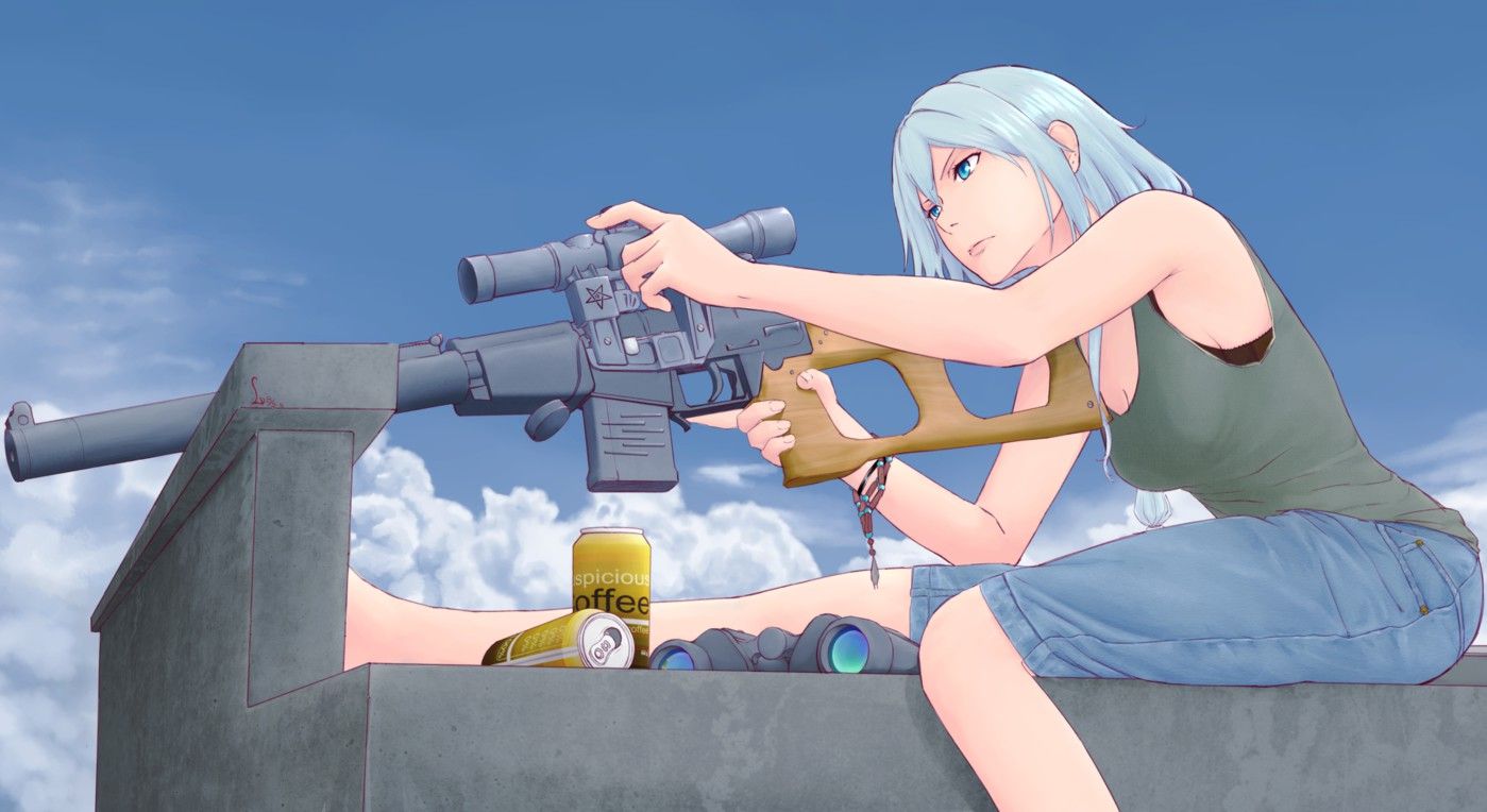 1399x764, 106 Kb / девушка, оружие, аниме