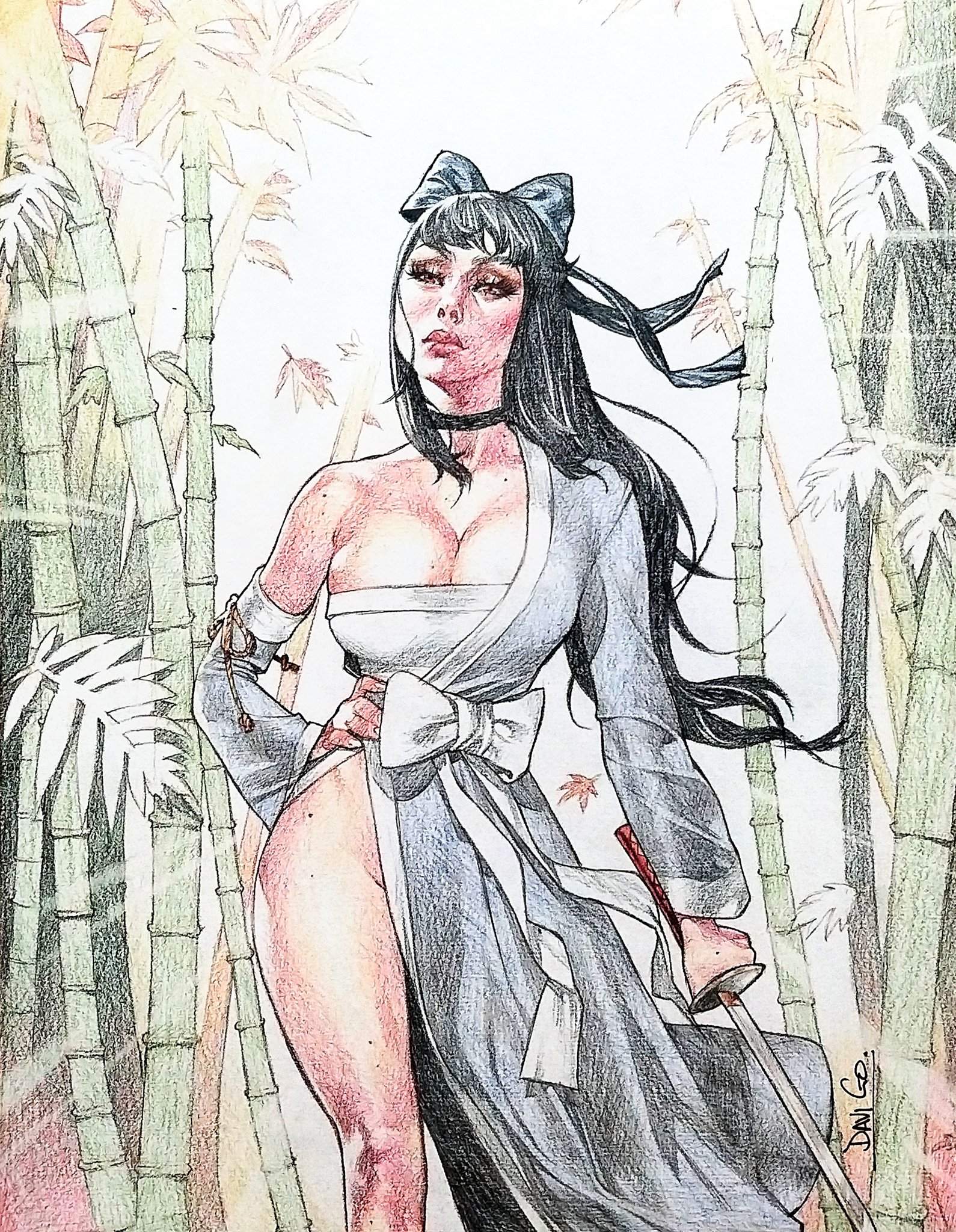 1590x2048, 626 Kb / J.Sway, бамбук, роща, катана, халат, кимоно, гейша, ниндзя