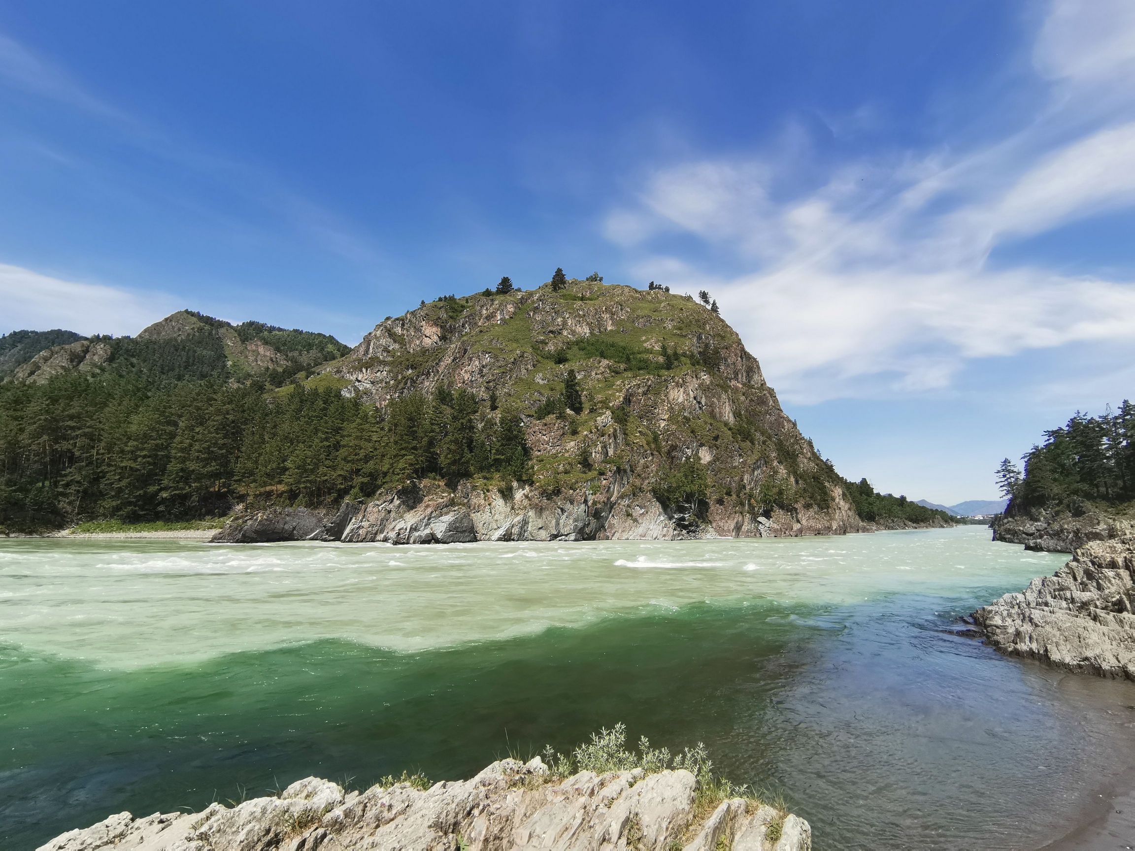 2304x1728, 601 Kb / Чемал, Катунь, Алтай, слияние, горы