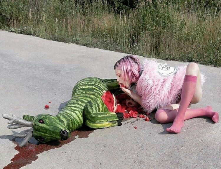 750x573, 116 Kb / арбуз, дорога, олень, девушка