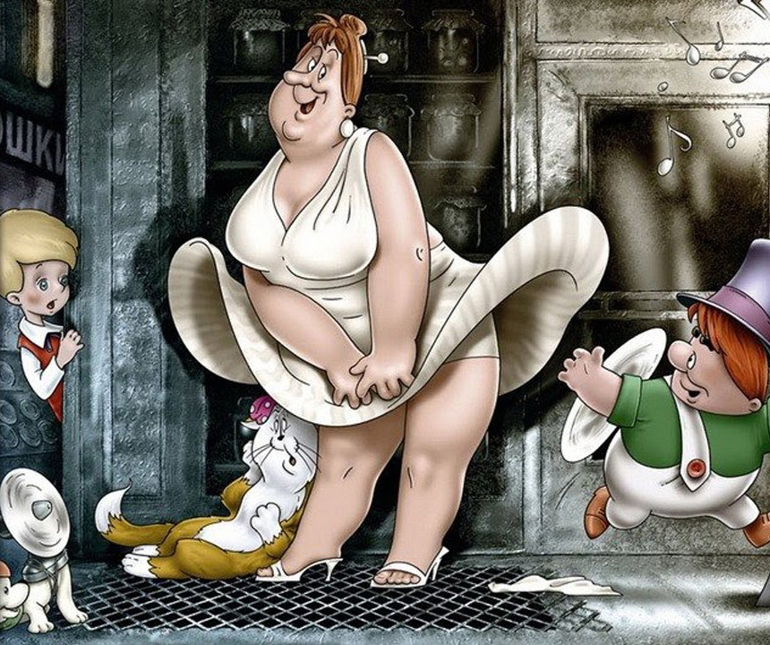 860x720, 552 Kb / Карлсон, Юбка, Няня, Малыш, Ветер, пропеллер, кот