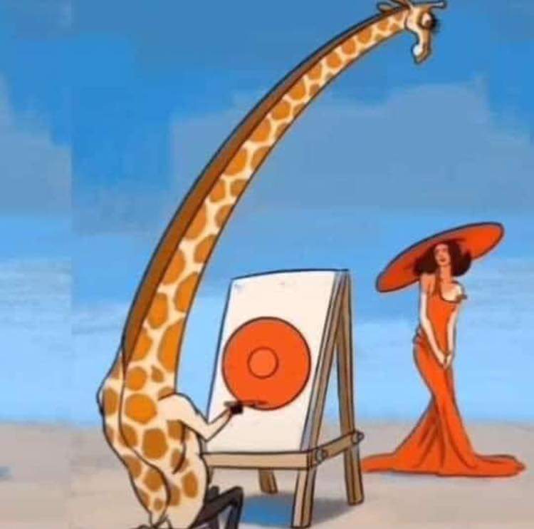 750x742, 34 Kb / Жираф, портрет, шляпа, картина