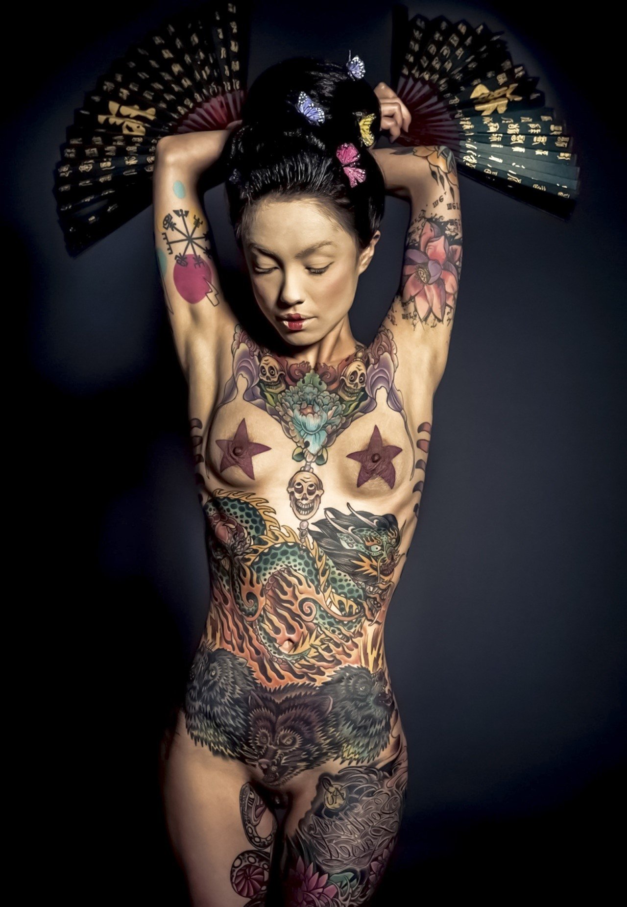 1280x1851, 280 Kb / тату, звёзды, веер