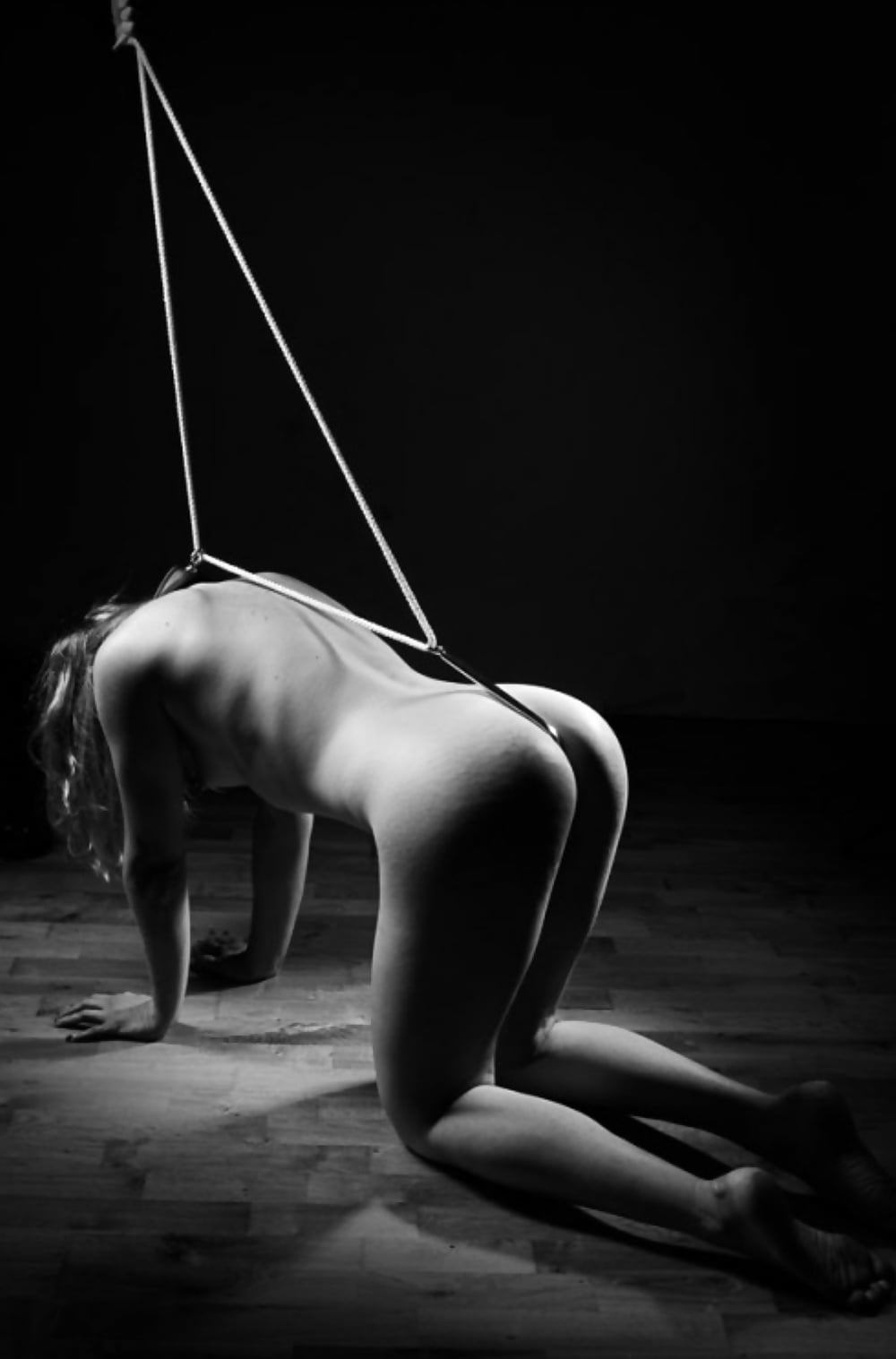 1000x1517, 55 Kb / Верёвка, угол, жопа, крюк, ошейник, ч/б