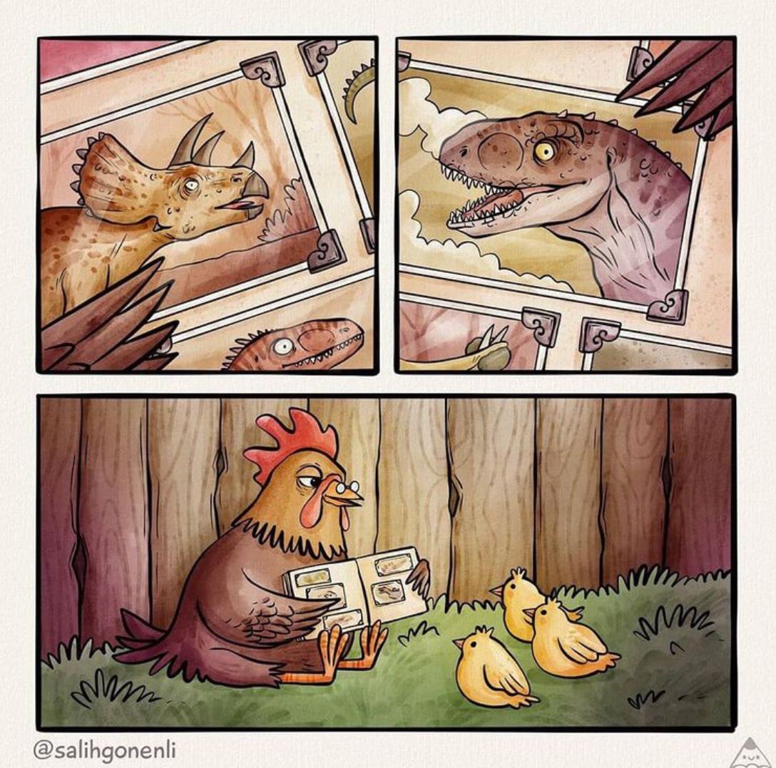 1088x1077, 219 Kb / альбом, курица, динозавры, предки