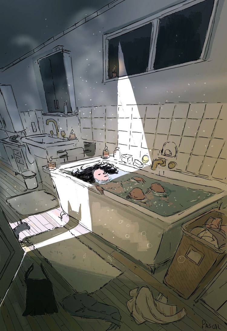 750x1095, 126 Kb / кухня, ванна, рисунок, тень, силуэт