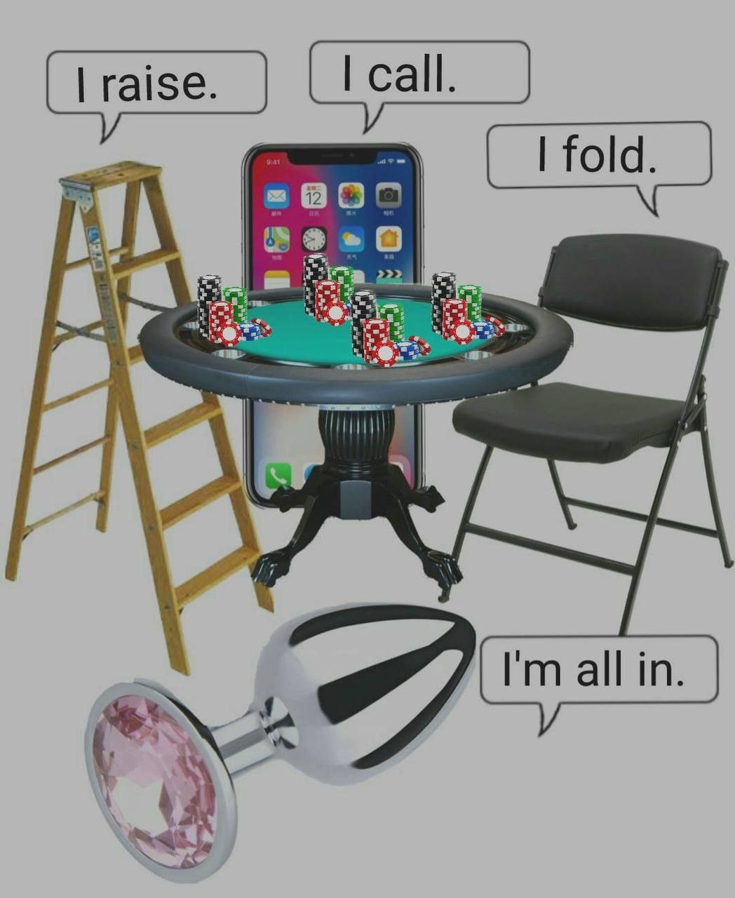 1048x1280, 114 Kb / стремянка, телефон, стул, пробка, покер