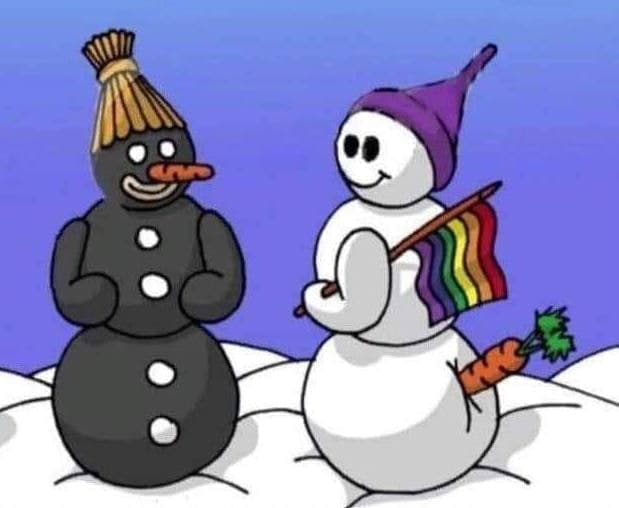 619x508, 25 Kb / снеговик, радуга, морковь, черный