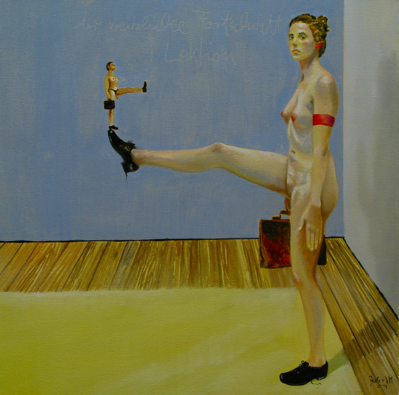 1280x1266, 569 Kb / девка, нога, портфель, рисунок