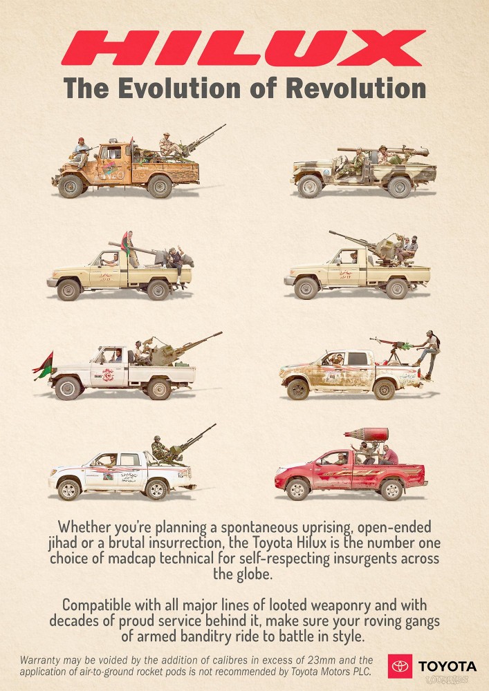 707x1000, 198 Kb / автомобиль, классика, ретро, Тойота Hilux, тойота, пикап, революция, эволюция