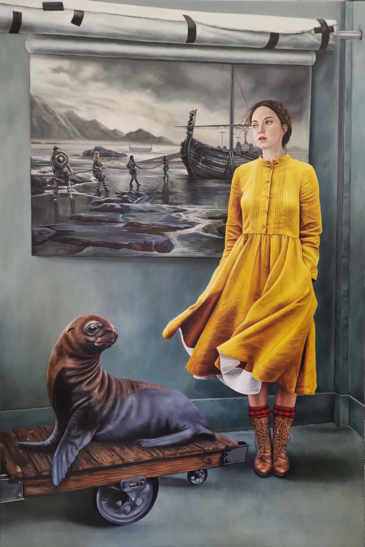 1280x1918, 199 Kb / девка, морской, котик, тележка, рисунок