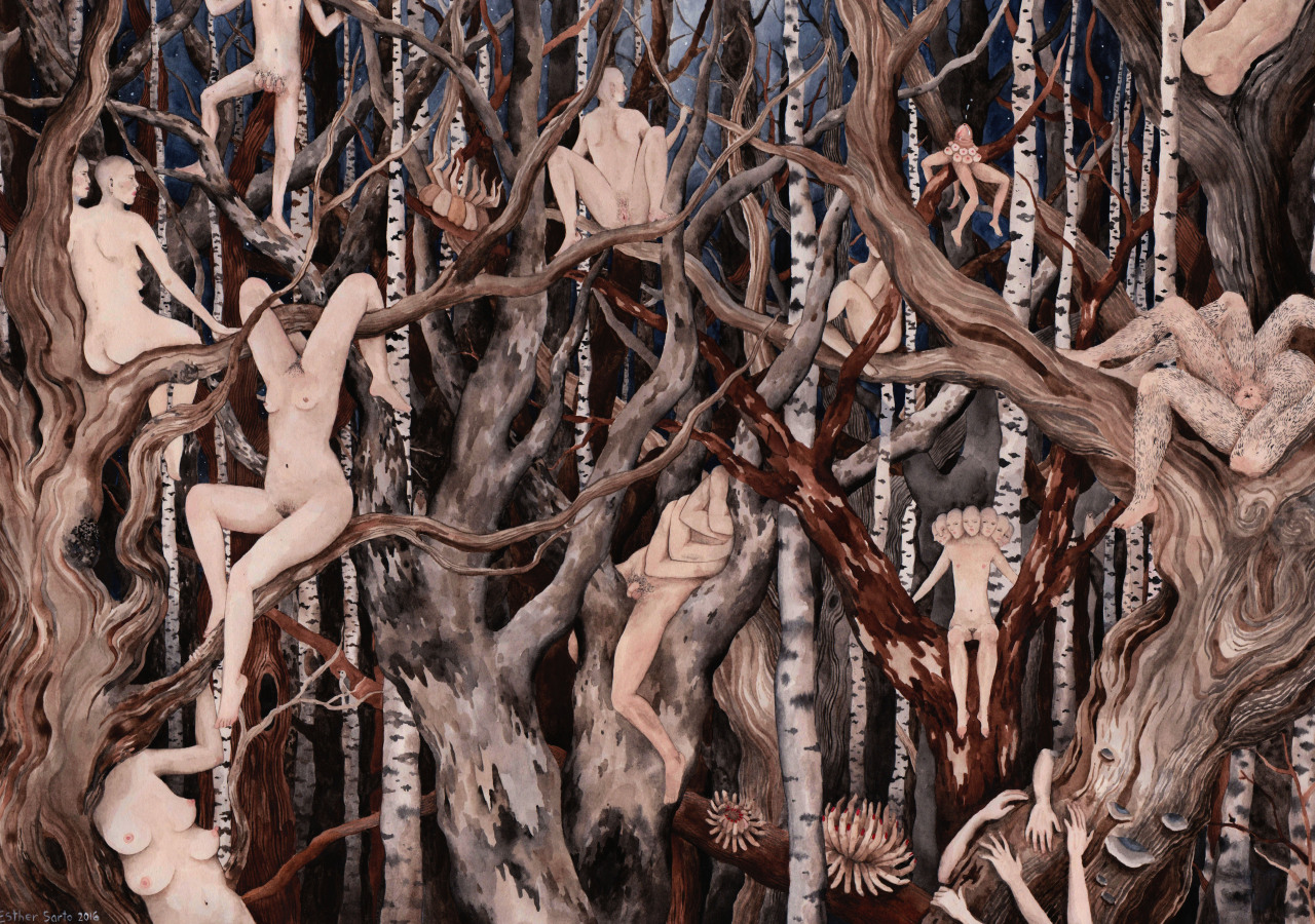 1280x900, 539 Kb / рисунок, тела, деревья, гениталии