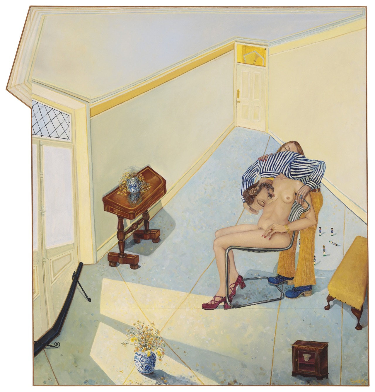 1280x1338, 321 Kb / мужик, девка, рисунок, поцелуй