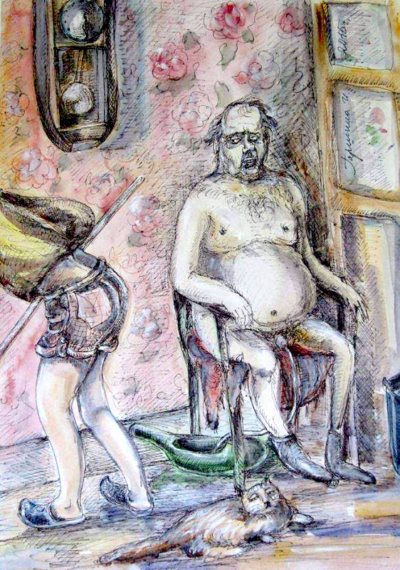 562x800, 241 Kb / больной, шланг, мочеприёмник, девка, жопа, взгляд, рисунок