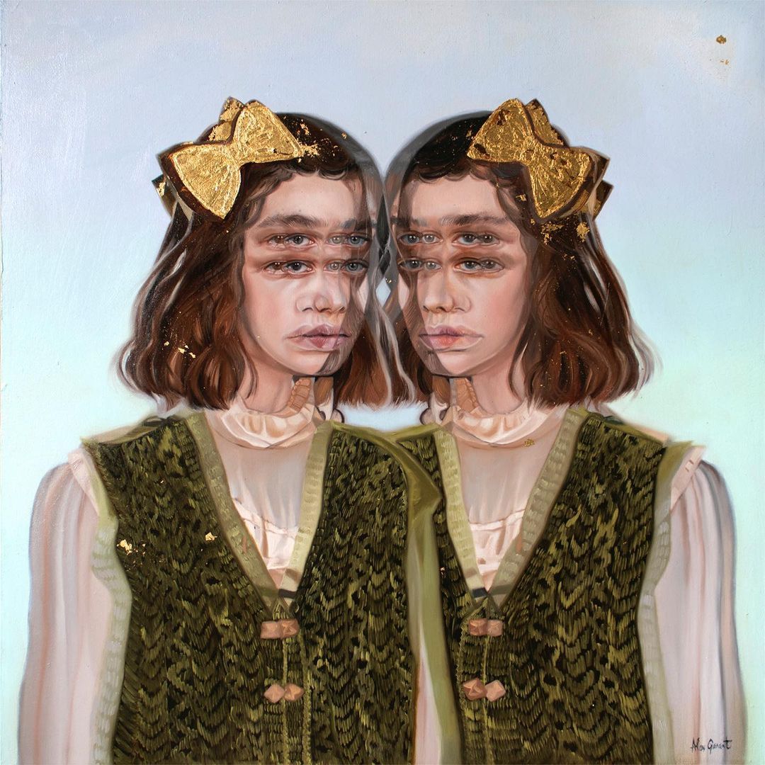 1080x1080, 202 Kb / девки, бантик, взгляд, двоится, рисунок