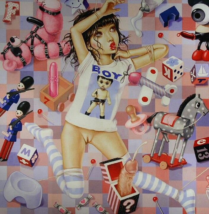 705x721, 101 Kb / девка, чупа-чупс, игрушки, хуй, boy, рисунок