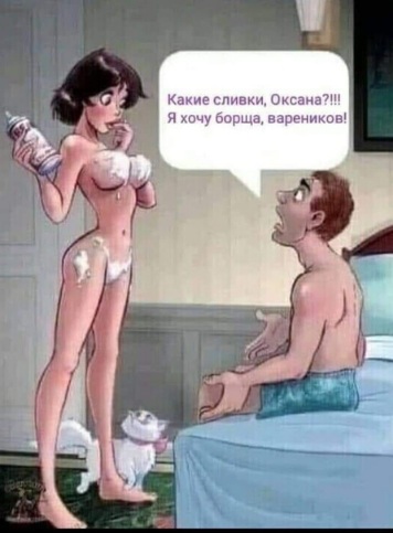 356x483, 47 Kb / Рисунок, оксана, сливки, борщ, вареники, кошка