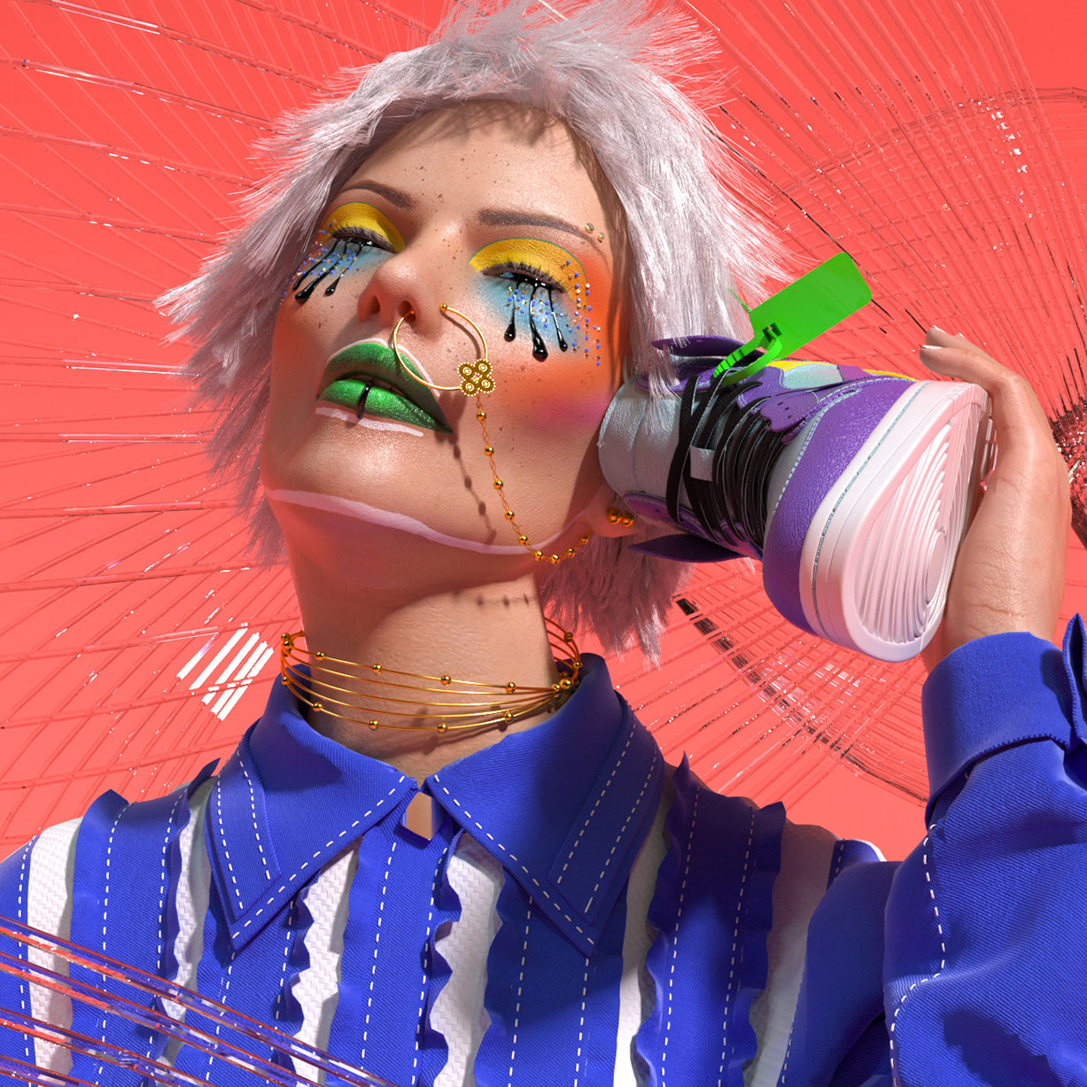 1227x1227, 404 Kb / 3D, украшение, ботинок, кроссовок, кед, слёзы