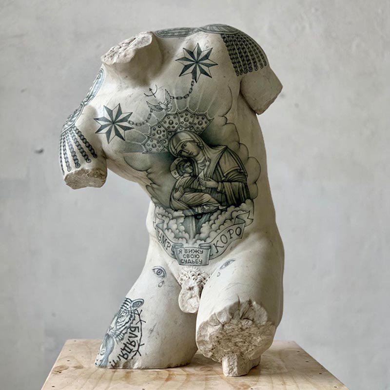 800x800, 68 Kb / статуя, наколки, тату, скульптура, торс