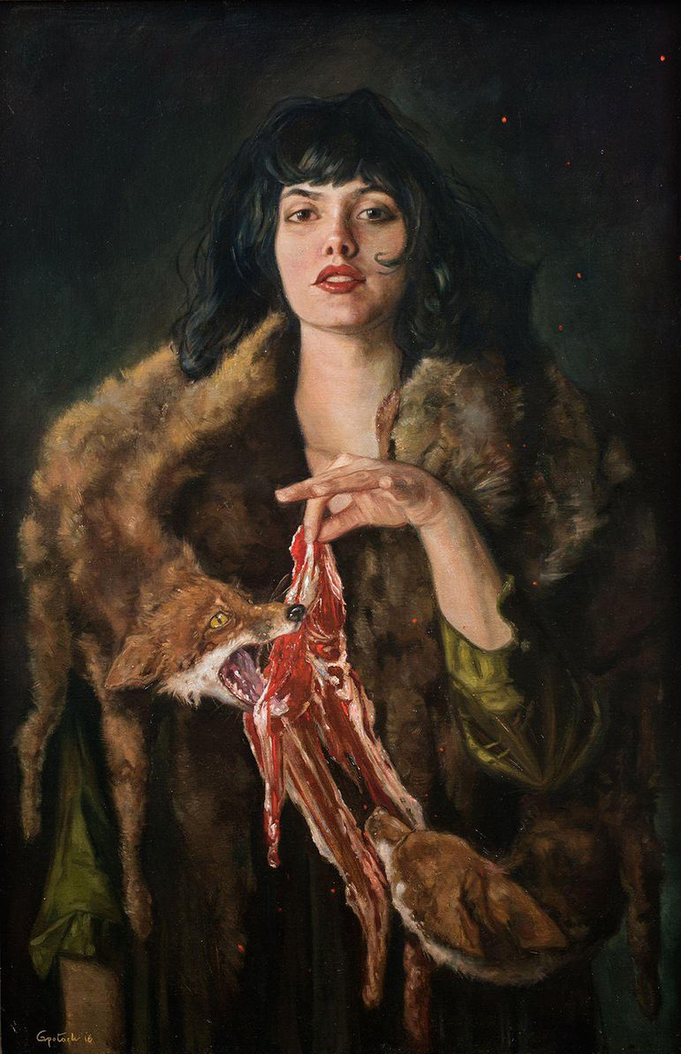 969x1500, 414 Kb / девка, мясо, рисунок, лиса, воротник