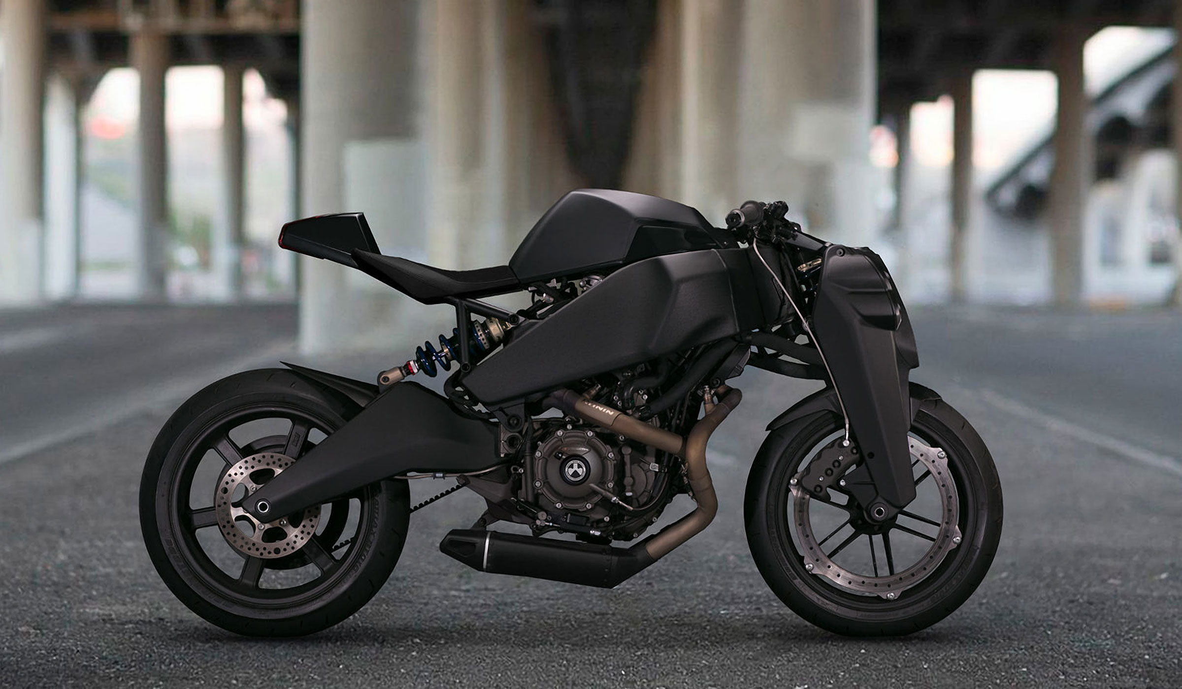 2400x1400, 371 Kb / мотоцикл, мост, ронин