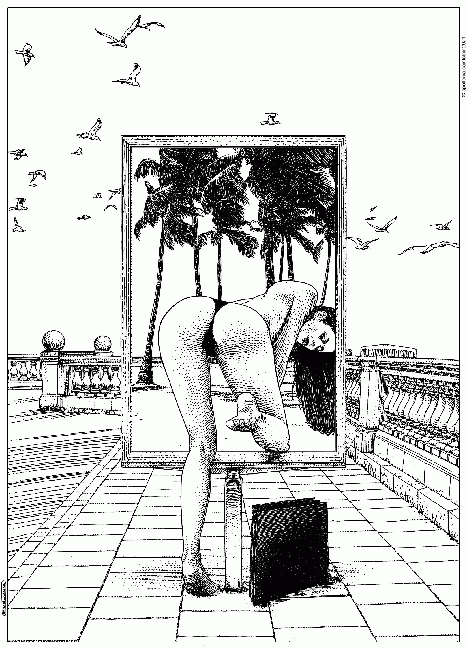 1619x2250, 560 Kb / чайки, набережная, ч/б