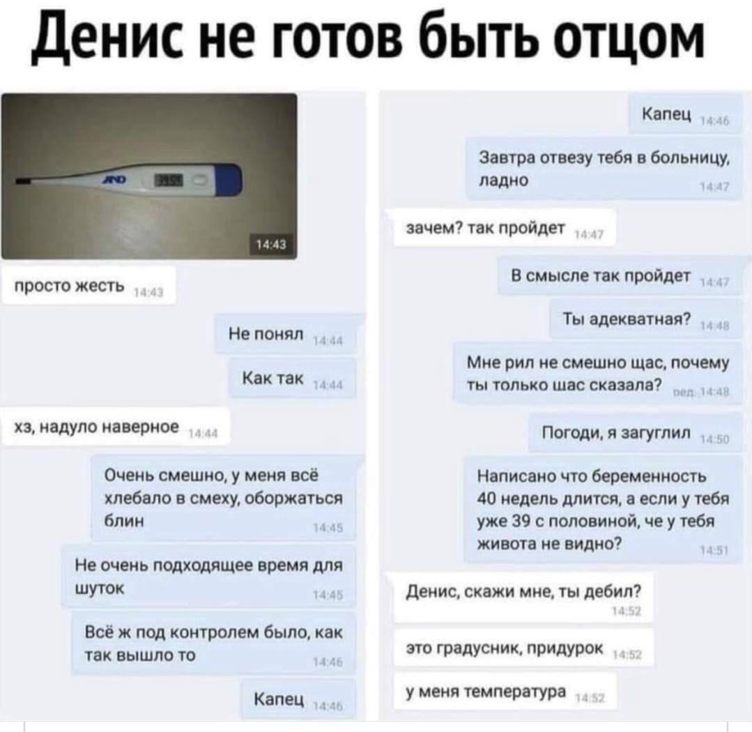 1079x1050, 92 Kb / денис, дебил, градусник, беременность, тест