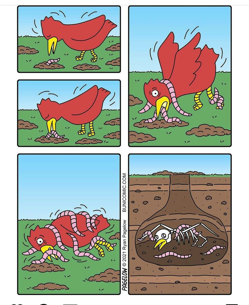 1045x1280, 193 Kb / птица, черви, скелет