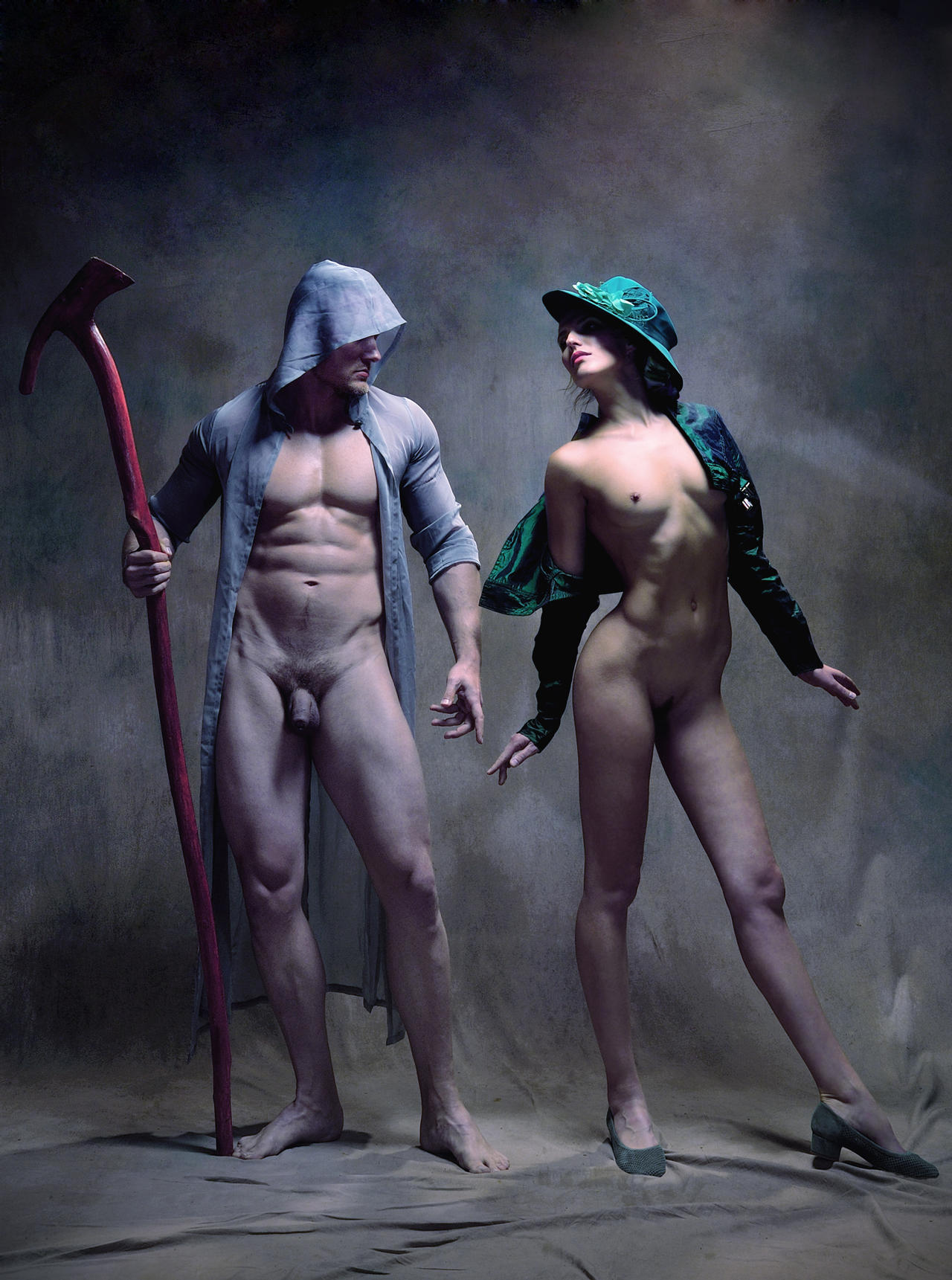 1280x1721, 257 Kb / двое, топор, шляпа, Merlin and Dorothy, шляпа