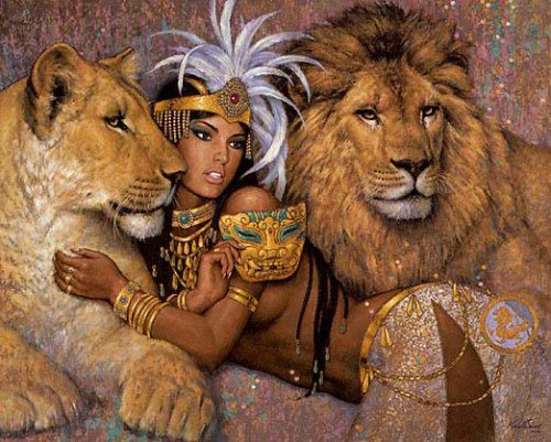 500x401, 79 Kb / девушка, львы