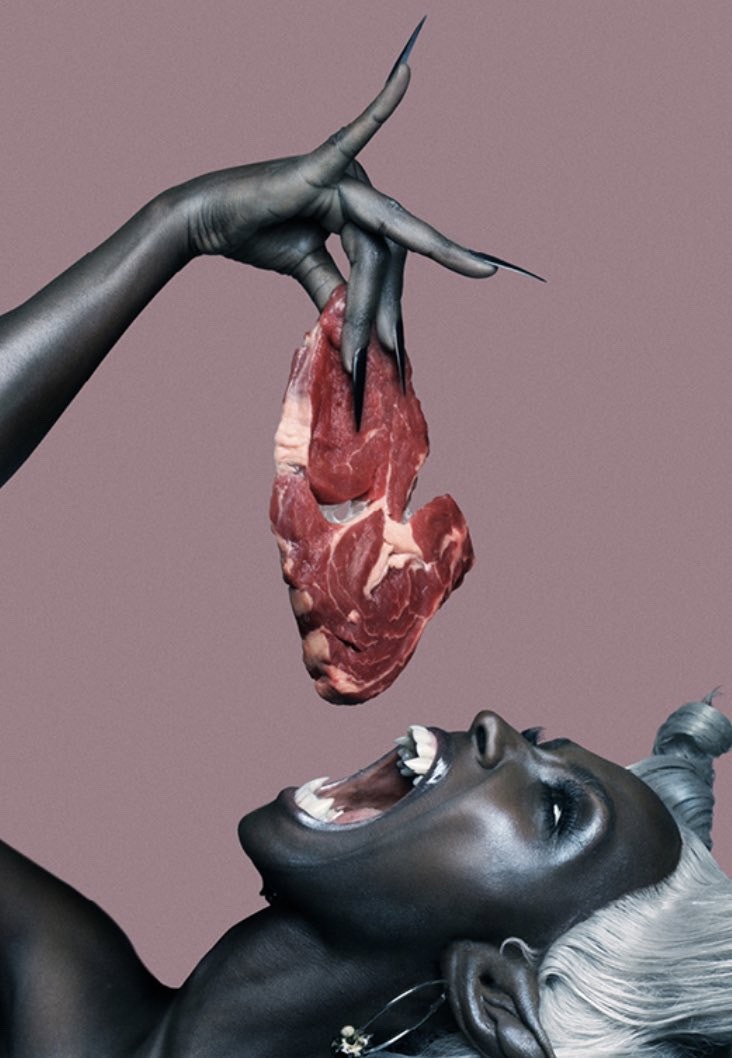 732x1058, 164 Kb / мясо, зубы, блондинка, негр, черная