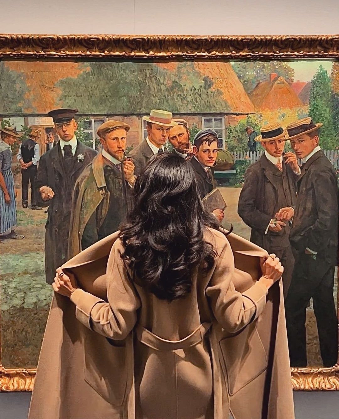 1080x1337, 273 Kb / женщина, пальто, показ, картина, мужчины, эксгибиционизм, Артур Зибелист