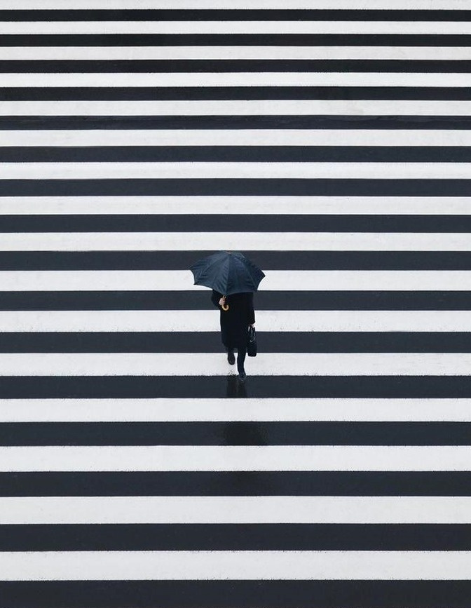 672x867, 153 Kb / Чёрное, белое, полоса, зонт, зебра, переход