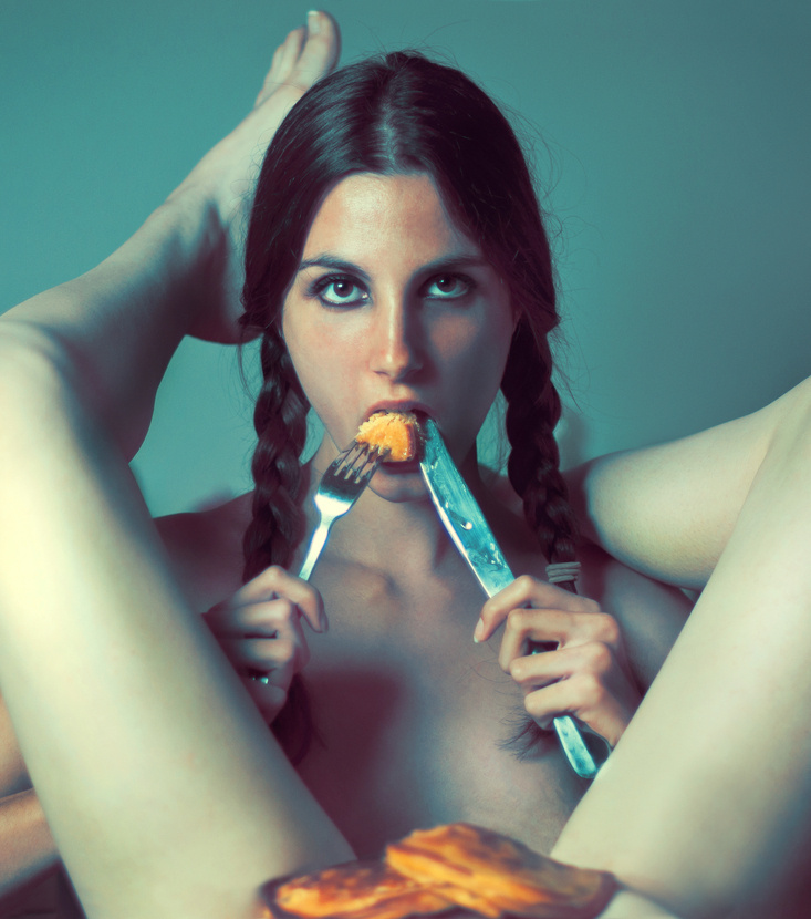 733x830, 186 Kb / завтрак, вилка, нож, оладьи