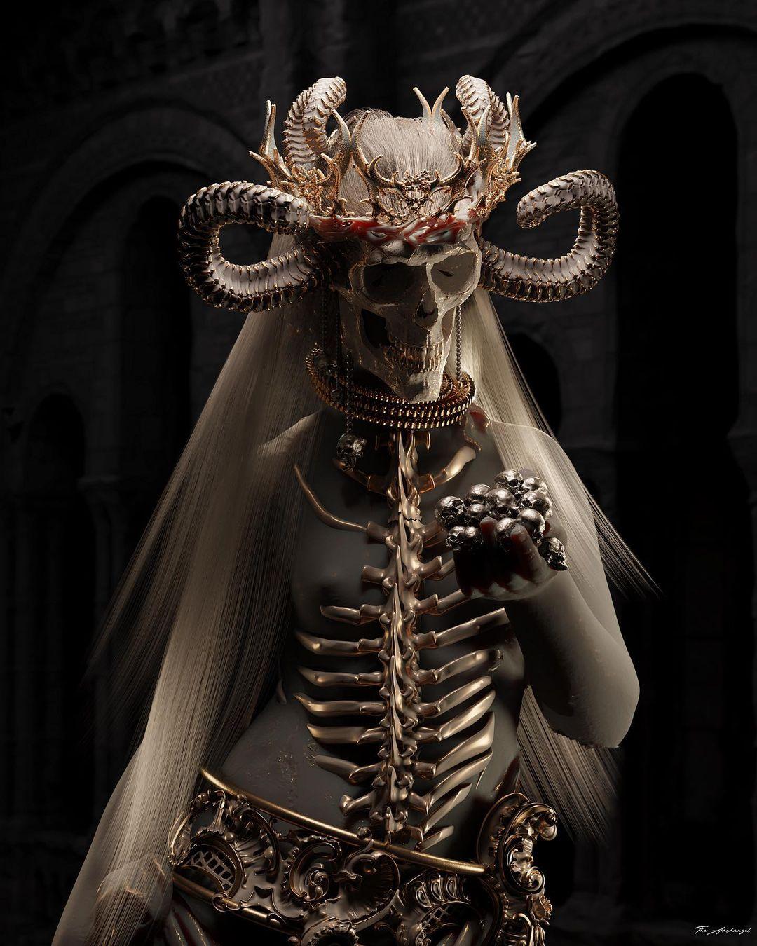 1080x1350, 195 Kb / рога, череп, рендер, 3D