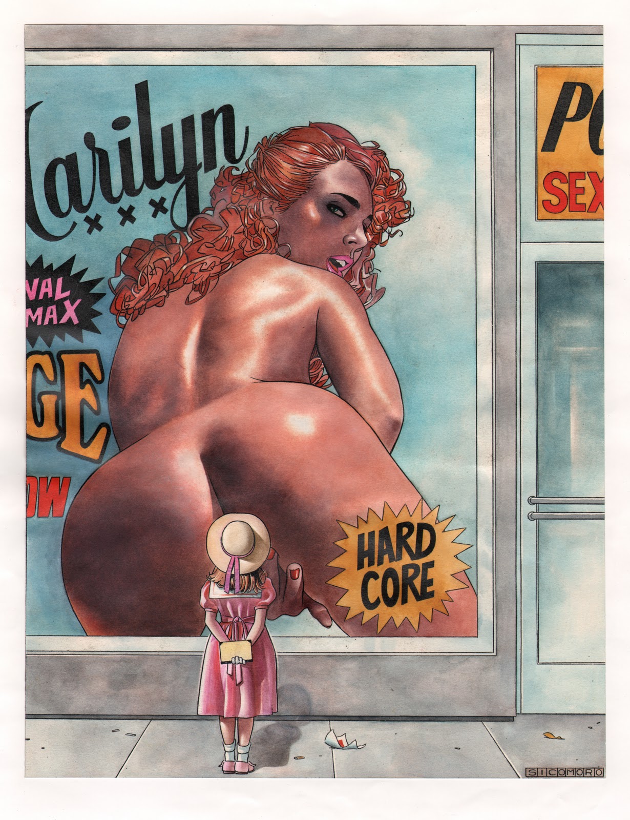 1230x1600, 405 Kb / Hardcore, девочка, шляпа, плакат, реклама, Eugenio Sicomoro