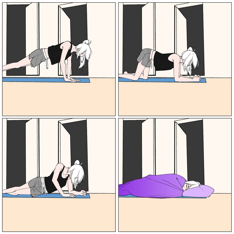 811x811, 144 Kb / тренировка, планка, одеяло, подушка, сон