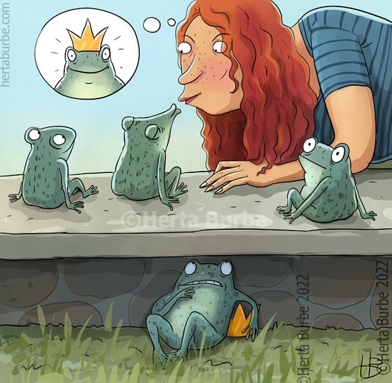 567x554, 130 Kb / HertaBurbe, принц, лягушка, поцелуй