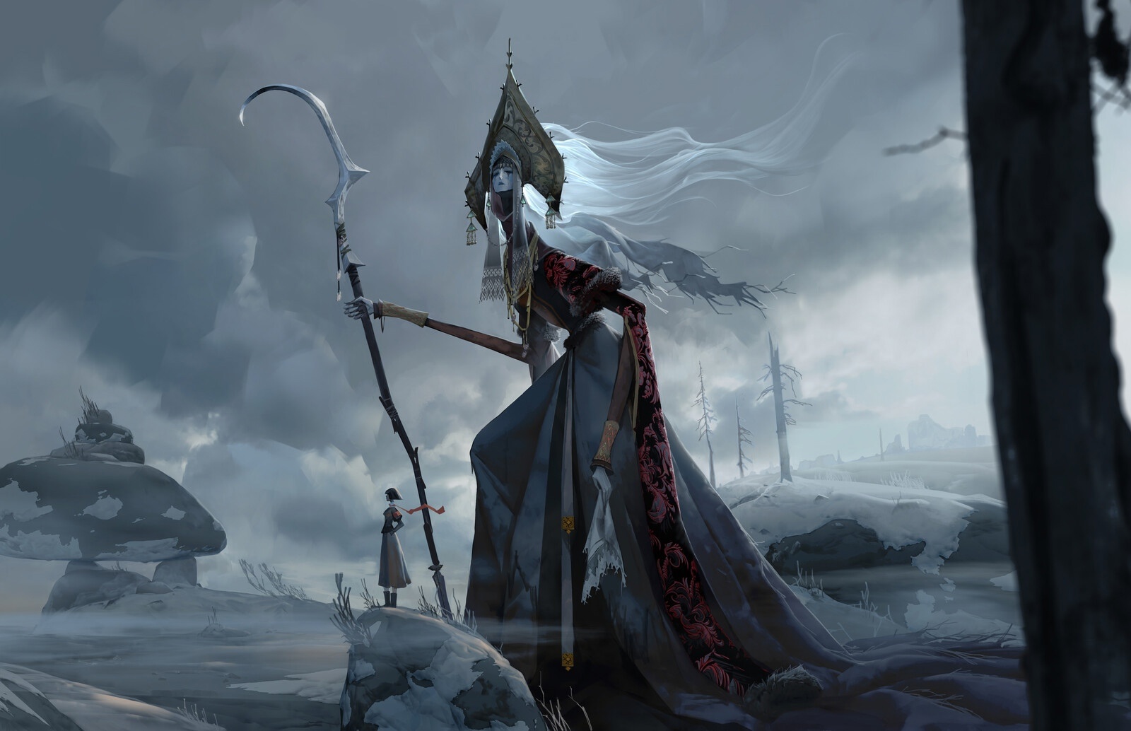 1600x1034, 282 Kb / Александр Никонов, зима, снег, посох, кокошник