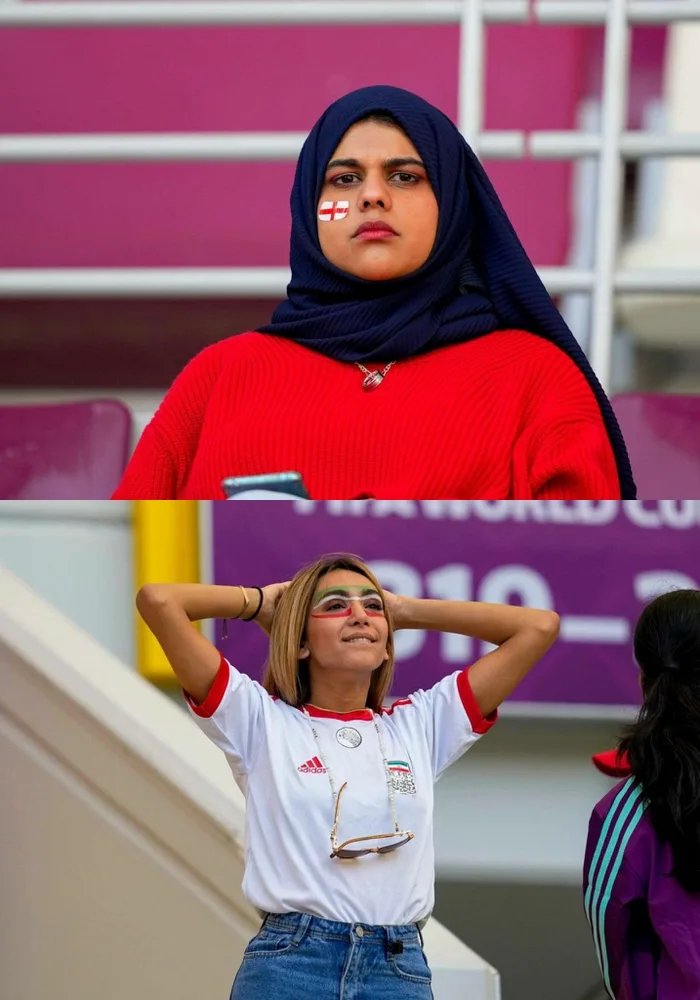 700x1000, 83 Kb / Болельщица, Англии, Иран, футбол, Катар, флаг, паранджа, хиджаб