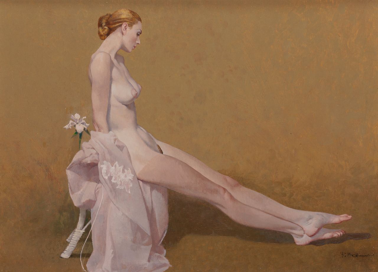 1280x921, 91 Kb / Robert McGinnis, пеньюар, халат, стул, блондинка, рыжая