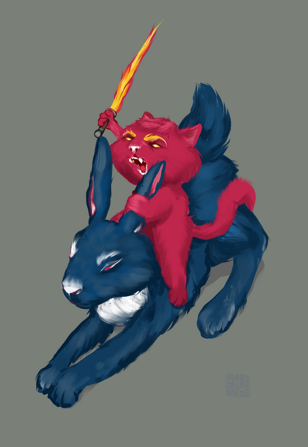 1000x1452, 325 Kb / кролик, заяц, кот, viva magenta, shaggy_nik