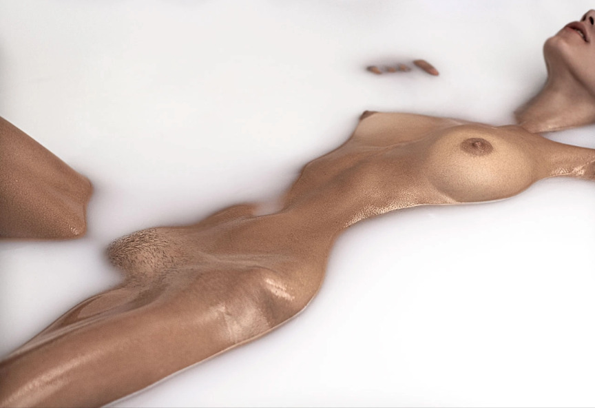 864x592, 74 Kb / молоко, ванна, белый, голая