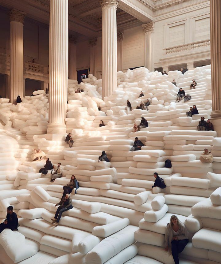 720x863, 185 Kb / зал, колонна, люди, подушки