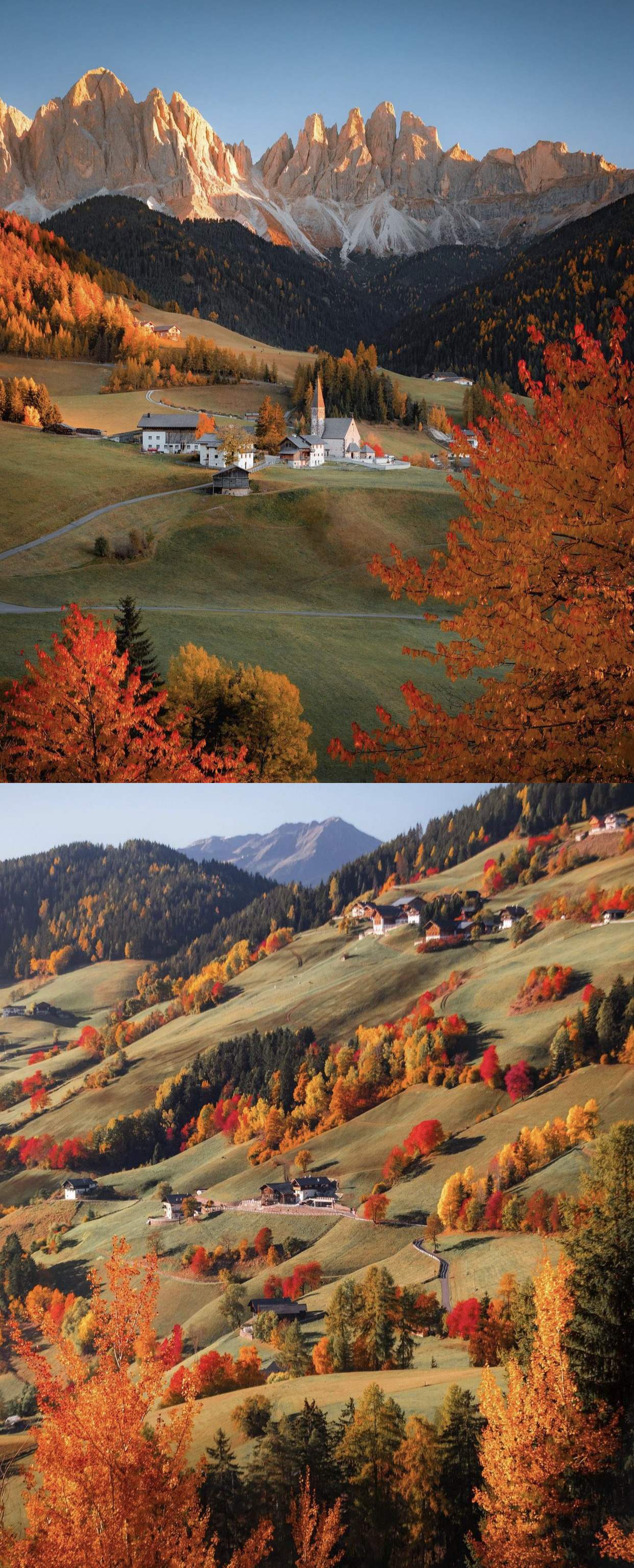 1242x3068, 537 Kb / Ryan Resatka, осень, горы, скалы, пейзаж, деревья, дома