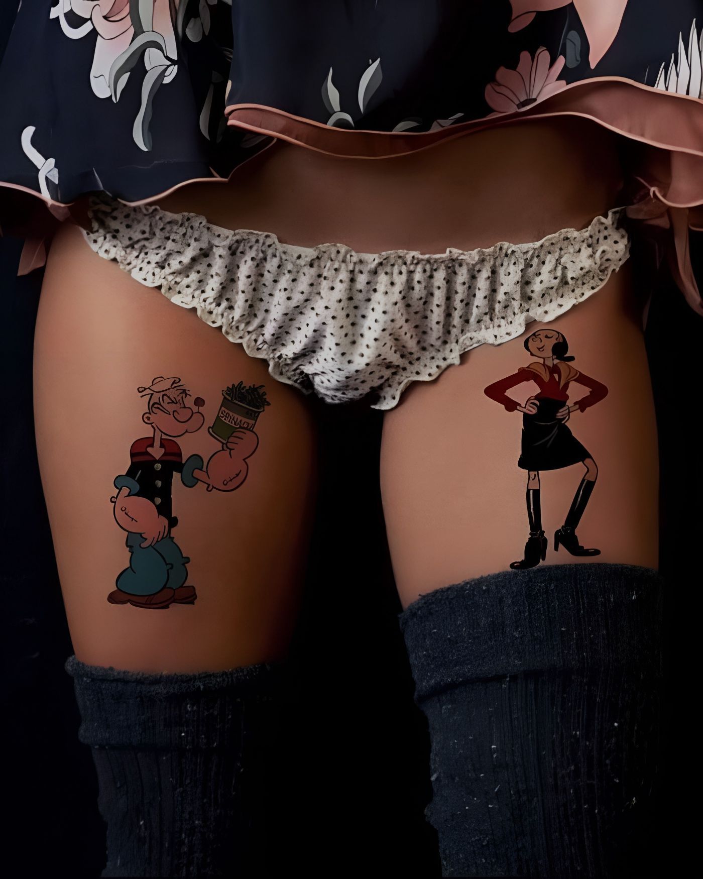 1400x1750, 206 Kb / трусики, чулки, тату, Попай, Олив, Popeye the Sailor, Olive Oyl