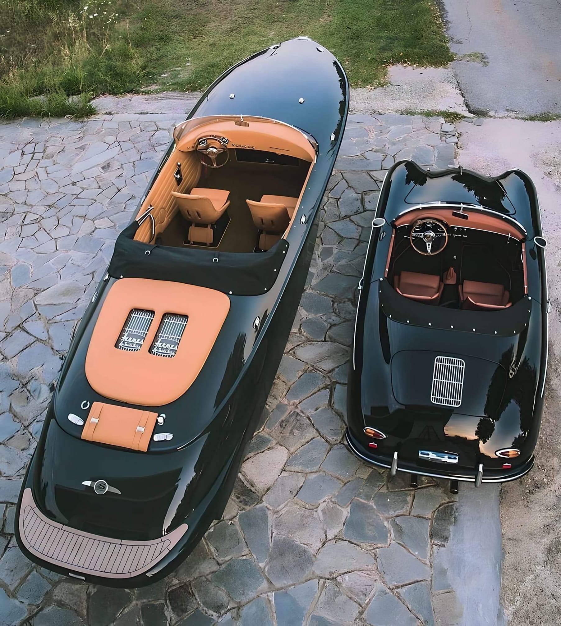 1805x2015, 479 Kb / автомобиль, классика, ретро, Porsche, лодка