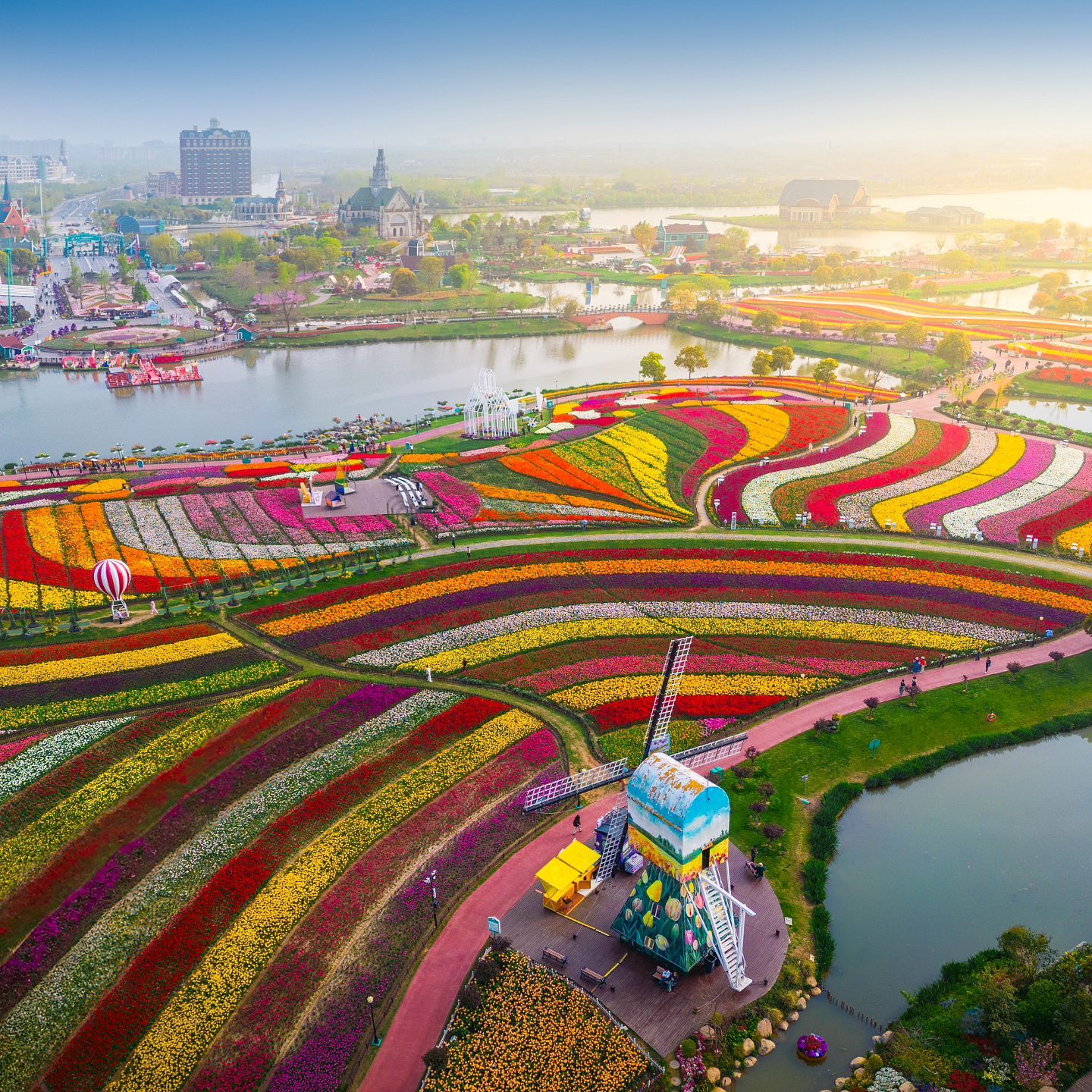 1440x1440, 564 Kb / цветы, тюльпаны, мельница